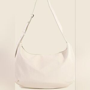 Fame Glossy Faux Leather Hand Bag Ivory Buckle Strap Silver Harware Shoulder Bag